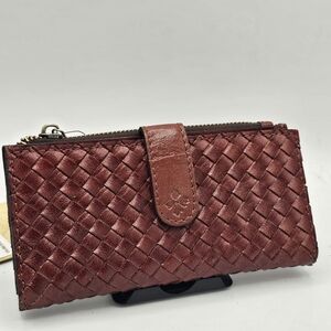 Patricia Nash Woven Leather Wallet in Burgundy